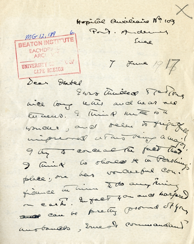 Letter from Katharine McLennan to Isabel Farley